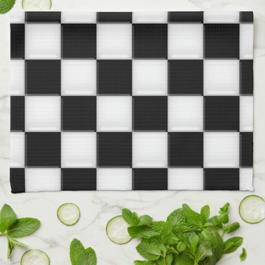 Zwart-witcontrolepatronen Theedoek (Gevouwen)