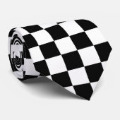 Zwart-witcontrolepatroon Stropdas (Opgerold)
