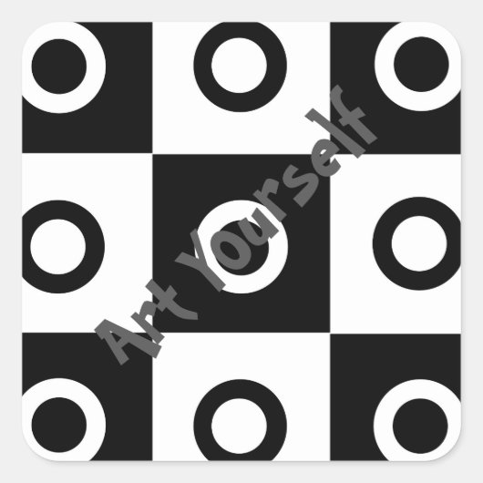Zwart-witcontrolepatroon Vierkante Sticker (Voorkant)