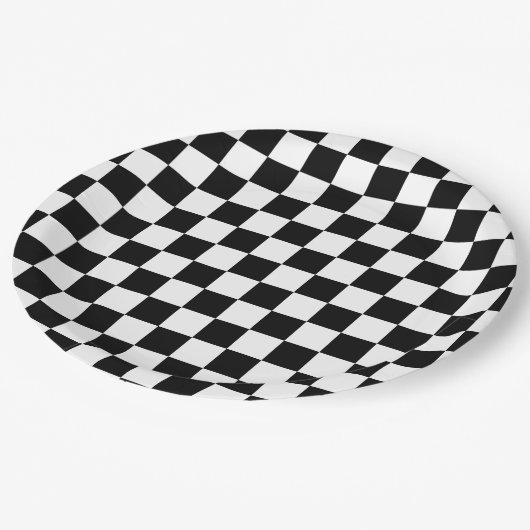 Zwart-witcontrollerpatroon Papieren Bordje (Gekanteld)