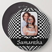 Zwart-witdambord Ronde Button 6,0 Cm (Voorkant /achterkant)