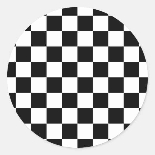 Zwart-witdambord Ronde Sticker (Voorkant)