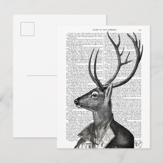 Zwart-witdeerportret Briefkaart (Voorkant / Achterkant)