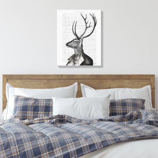 Zwart-witdeerportret Canvas Afdruk (Insitu (Slaapkamer))