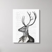 Zwart-witdeerportret Canvas Afdruk (Voorkant)