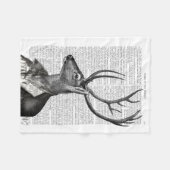 Zwart-witdeerportret Fleece Deken (Voorkant (Horizontaal))