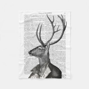 Zwart-witdeerportret Fleece Deken