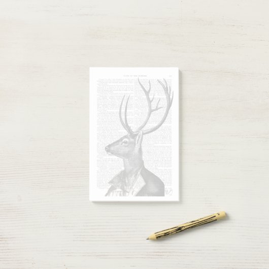 Zwart-witdeerportret Post-it® Notes (Op bureau)