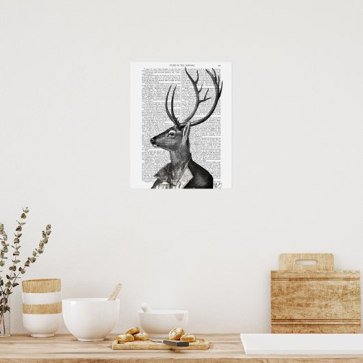 Zwart-witdeerportret Poster (Keuken)