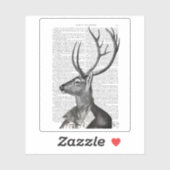 Zwart-witdeerportret Sticker (Vel)