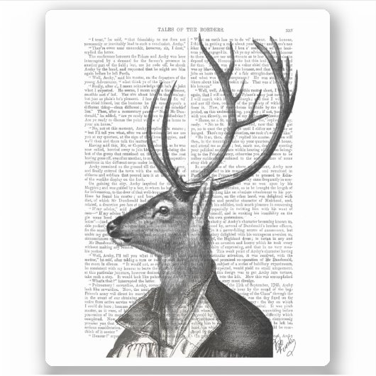 Zwart-witdeerportret Sticker (Voorkant)