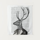 Zwart-witdeerportret Wandkleed (Voorkant)