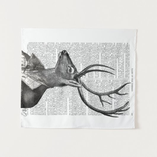 Zwart-witdeerportret Wandkleed (Voorkant (horizontaal))