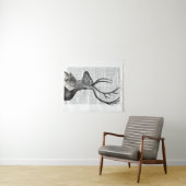 Zwart-witdeerportret Wandkleed (In Situ (horizontaal))