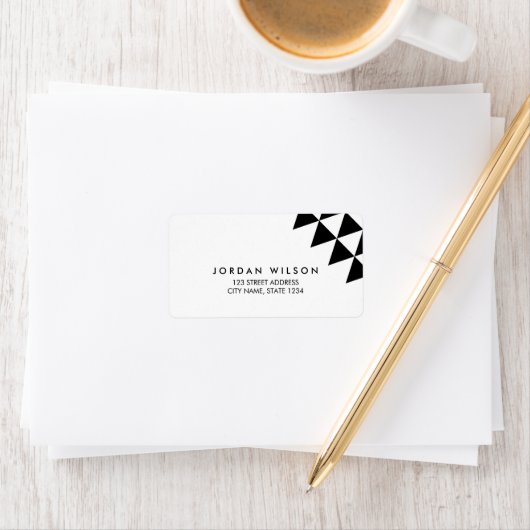 Zwart-witdriehoek Modern geometrisch adres Etiket (Insitu)