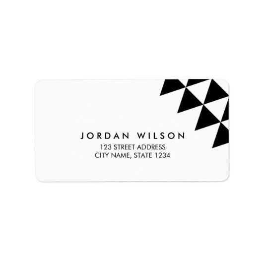 Zwart-witdriehoek Modern geometrisch adres Etiket (Voorkant)
