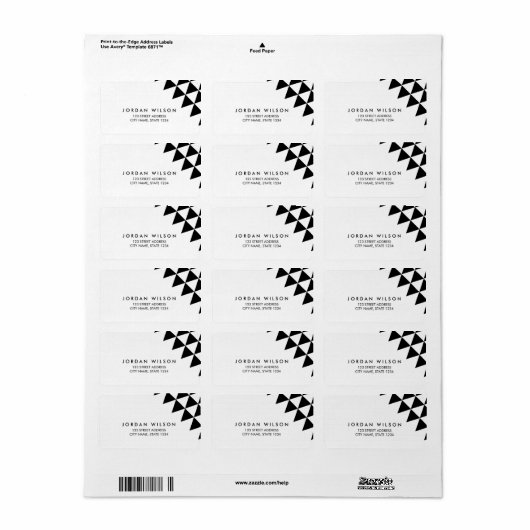 Zwart-witdriehoek Modern geometrisch adres Etiket (Full Sheet)