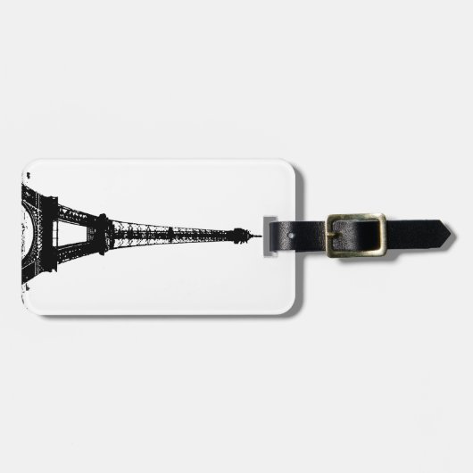 Zwart-wite Eiffeltower Bagagelabel (Voorkant horizontaal)