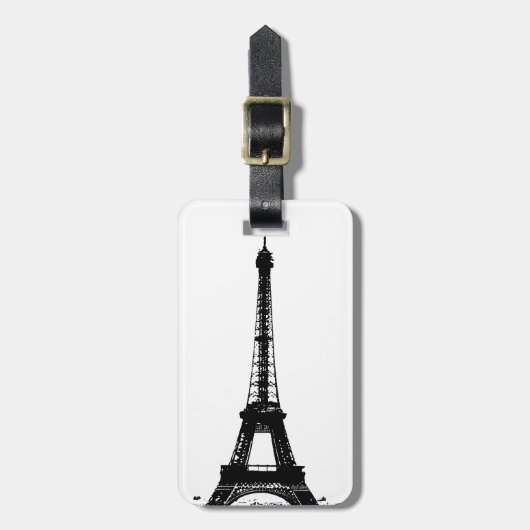 Zwart-wite Eiffeltower Bagagelabel (Voorkant verticaal)