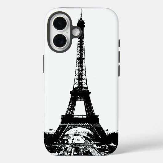 Zwart-wite Eiffeltower Case-Mate iPhone Case (Achterkant)