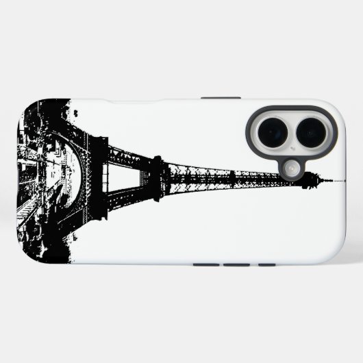 Zwart-wite Eiffeltower Case-Mate iPhone Case (Achterkant (horizontaal))