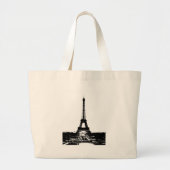 Zwart-wite Eiffeltower Grote Tote Bag (Voorkant)
