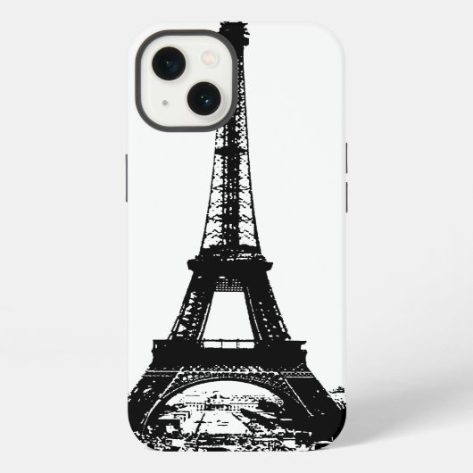 Zwart-wite Eiffeltower iPhone Hoesje (Achterkant)