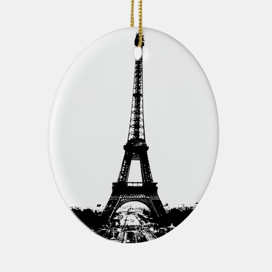 Zwart-wite Eiffeltower Keramisch Ornament (Rechts)