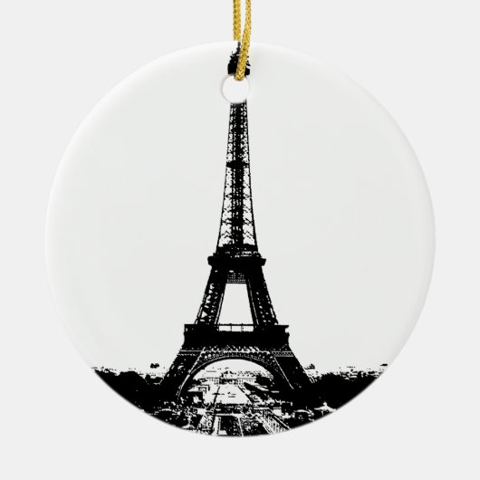 Zwart-wite Eiffeltower Keramisch Ornament (Voorkant)