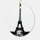 Zwart-wite Eiffeltower Keramisch Ornament (Links)