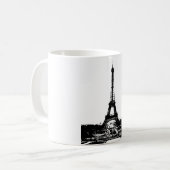 Zwart-wite Eiffeltower Koffiemok (Voorkant links)