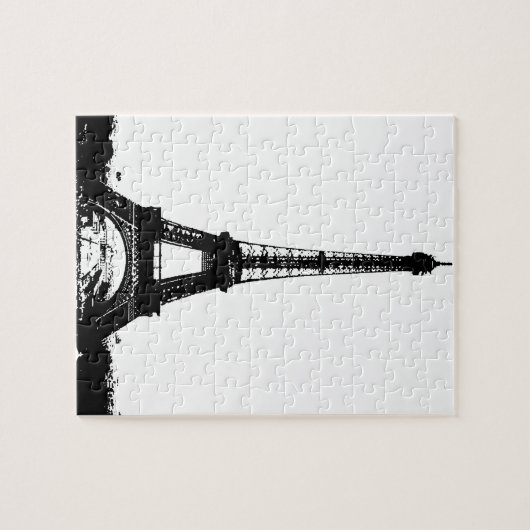 Zwart-wite Eiffeltower Legpuzzel (Horizontaal)