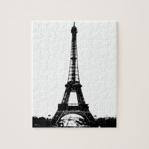 Zwart-wite Eiffeltower Legpuzzel
