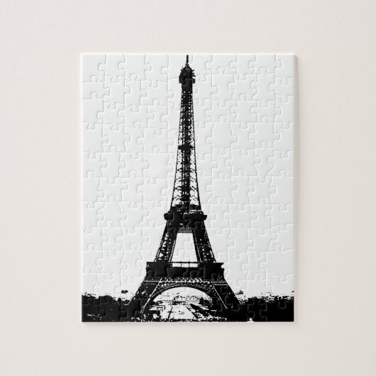 Zwart-wite Eiffeltower Legpuzzel (Verticaal)