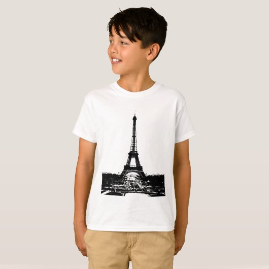 Zwart-wite Eiffeltower T-shirt (Voorkant volledig)