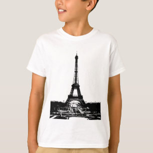 Zwart-wite Eiffeltower T-shirt