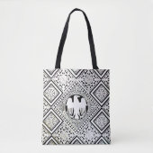 ZWART WITE ROMAN ELLE MET DAMASKMOTIFS TOTE BAG (Voorkant)