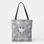 ZWART WITE ROMAN ELLE MET DAMASKMOTIFS TOTE BAG (Achterkant)