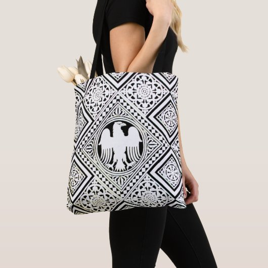 ZWART WITE ROMAN ELLE MET DAMASKMOTIFS TOTE BAG (Dichtbij)