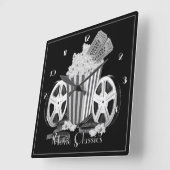 Zwart-witfilms klassiekers vierkante klok (Hoek)