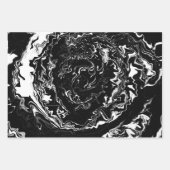 Zwart-witfluid Art Modern Abstract Inpakpapier Vel (Voorkant 3)