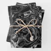 Zwart-witfluid Art Modern Abstract Inpakpapier Vel (In situ)