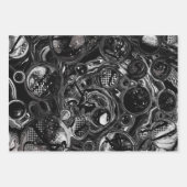 Zwart-witfluid Art Modern Abstract Inpakpapier Vel (Voorkant)
