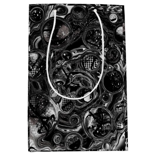 Zwart-witfluid Art Modern Abstract Medium Cadeauzakje (Voorkant)