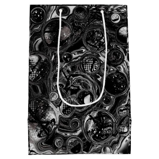 Zwart-witfluid Art Modern Abstract Medium Cadeauzakje (Achterkant)