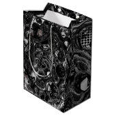 Zwart-witfluid Art Modern Abstract Medium Cadeauzakje (Achterkant Gekanteld)
