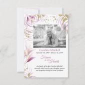 Zwart-witfoto-wit-roze roze en goudvulling bedankkaart (Voorkant)