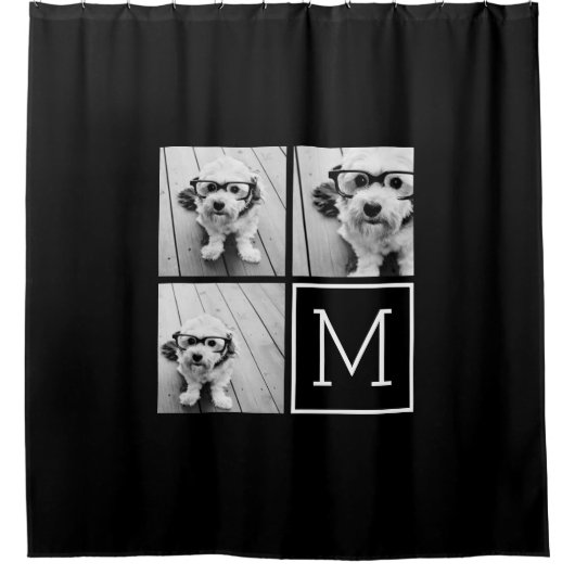 Zwart-witfotocollage met monogram douchegordijn (Voorkant)