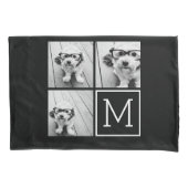 Zwart-witfotocollage met monogram kussensloop (Voorkant)