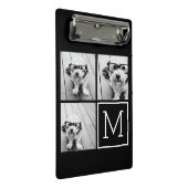 Zwart-witfotocollage met monogram mini klembord (Schuin)